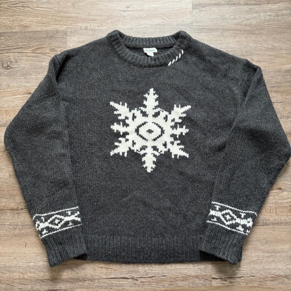 Sundance Gray and White Snowflake Sweater